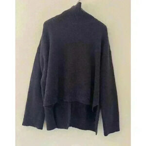 LEWIT 94% Cashmere Oversize Navy Sweater Back Tie M Lagenlook